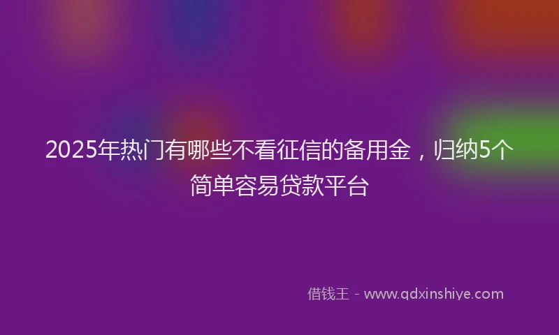 2025年热门有哪些不看征信的备用金，归纳5个简单容易贷款平台