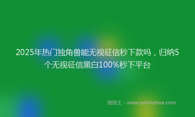 2025年热门独角兽能无视征信秒下款吗，归纳5个无视征信黑白100%秒下平台