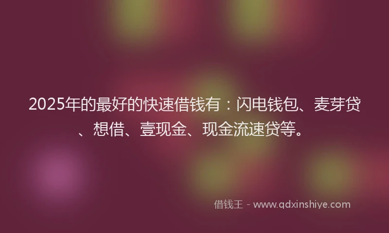 2025年的最好的快速借钱有：闪电钱包、麦芽贷、想借、壹现金、现金流速贷等。