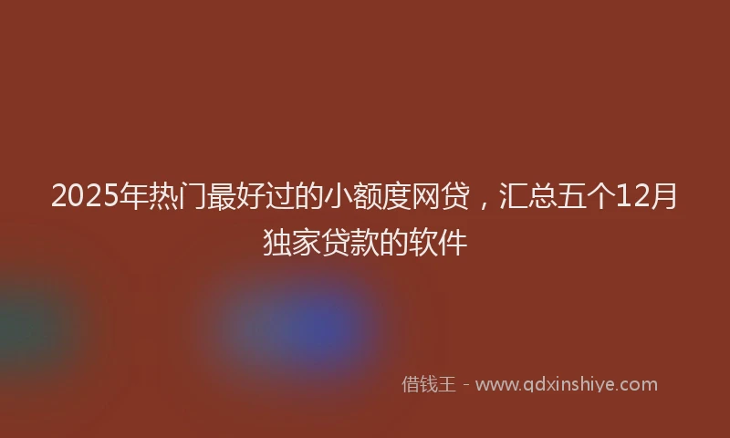 2025年热门最好过的小额度网贷，汇总五个12月独家贷款的软件