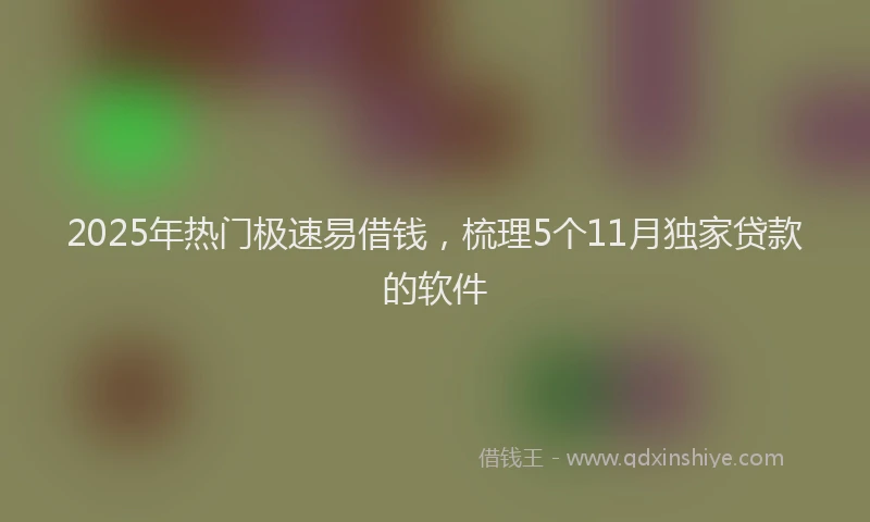 2025年热门极速易借钱，梳理5个11月独家贷款的软件