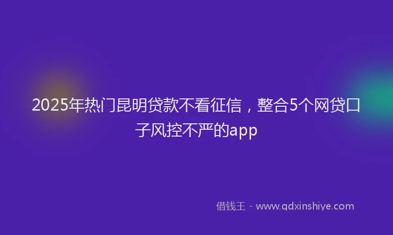 2025年热门昆明贷款不看征信，整合5个网贷口子风控不严的app
