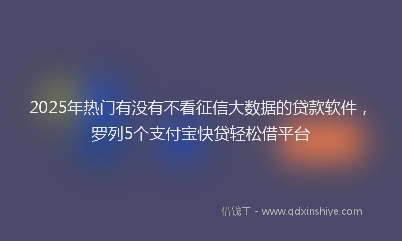 2025年热门有没有不看征信大数据的贷款软件，罗列5个支付宝快贷轻松借平台