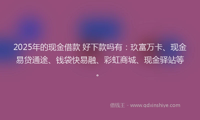 2025年的现金借款 好下款吗有：玖富万卡、现金易贷通途、钱袋快易融、彩虹商城、现金驿站等。