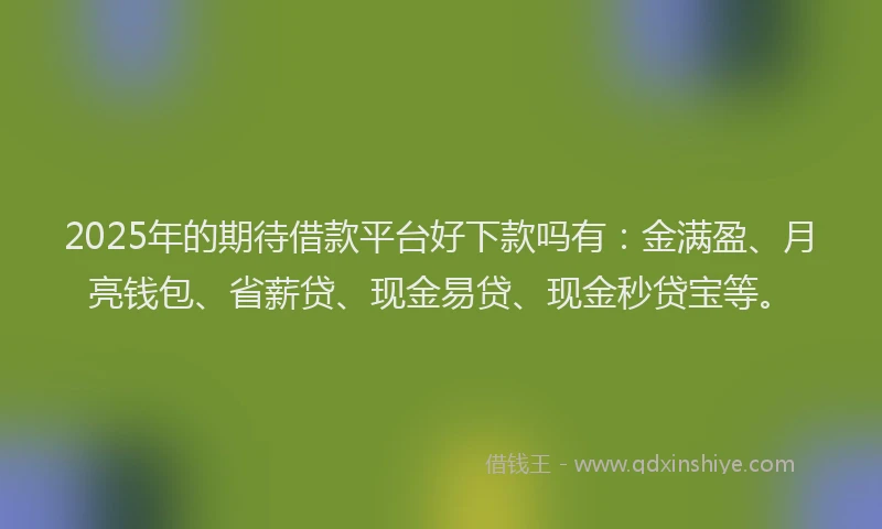 2025年的期待借款平台好下款吗有：金满盈、月亮钱包、省薪贷、现金易贷、现金秒贷宝等。