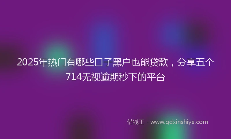 2025年热门有哪些口子黑户也能贷款，分享五个714无视逾期秒下的平台