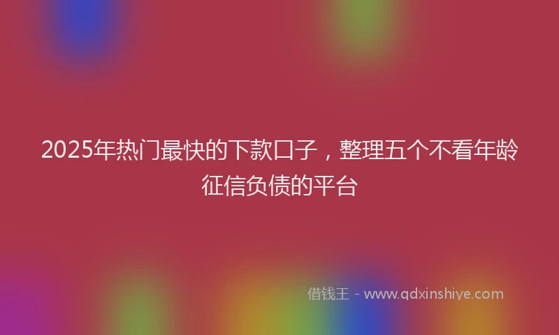 2025年热门最快的下款口子，整理五个不看年龄征信负债的平台