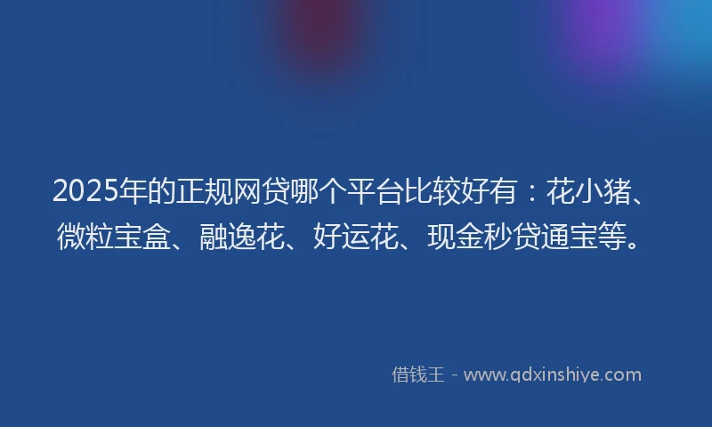 2025年的正规网贷哪个平台比较好有：花小猪、微粒宝盒、融逸花、好运花、现金秒贷通宝等。