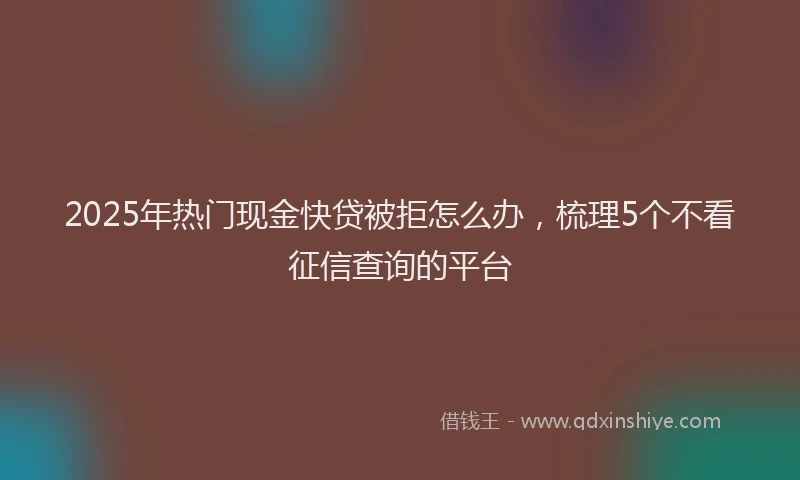 2025年热门现金快贷被拒怎么办，梳理5个不看征信查询的平台