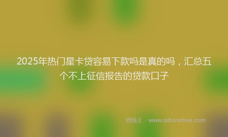 2025年热门星卡贷容易下款吗是真的吗，汇总五个不上征信报告的贷款口子