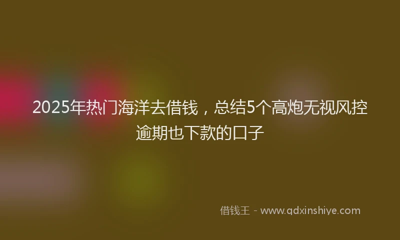 2025年热门海洋去借钱，总结5个高炮无视风控逾期也下款的口子