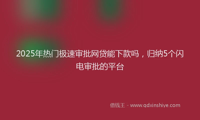 2025年热门极速审批网贷能下款吗，归纳5个闪电审批的平台