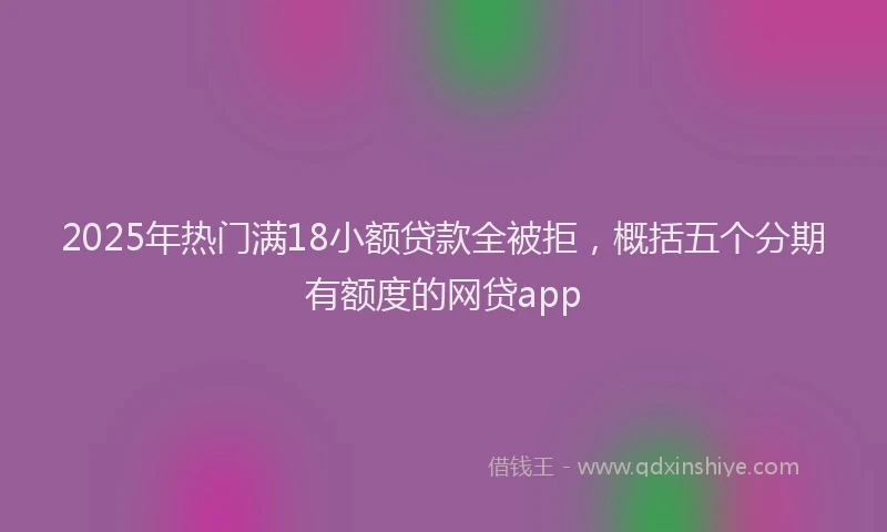 2025年热门满18小额贷款全被拒，概括五个分期有额度的网贷app