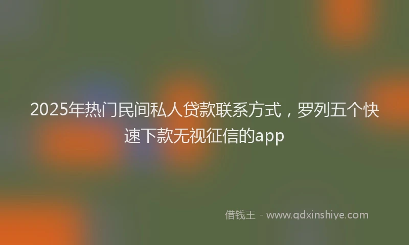 2025年热门民间私人贷款联系方式，罗列五个快速下款无视征信的app
