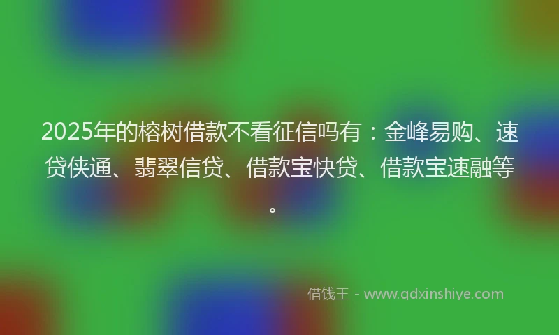 2025年的榕树借款不看征信吗有：金峰易购、速贷侠通、翡翠信贷、借款宝快贷、借款宝速融等。