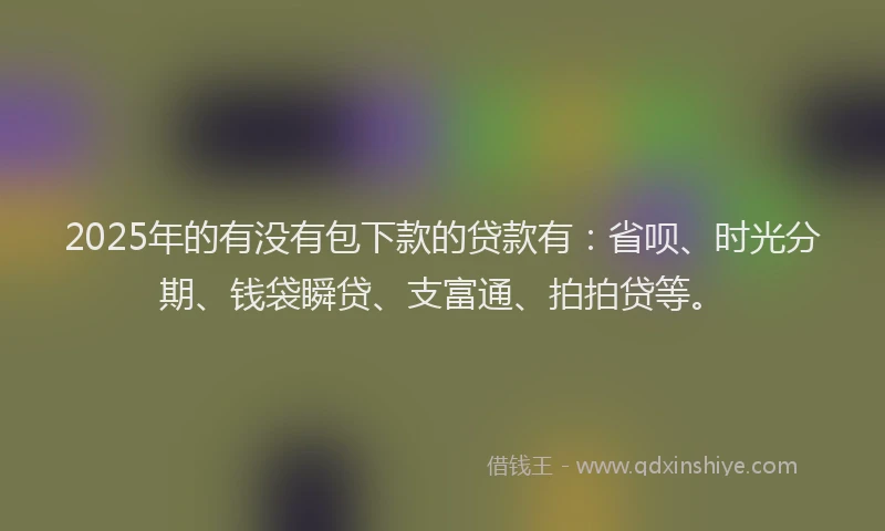 2025年的有没有包下款的贷款有：省呗、时光分期、钱袋瞬贷、支富通、拍拍贷等。
