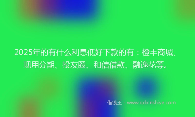 2025年的有什么利息低好下款的有：橙丰商城、现用分期、投友圈、和信借款、融逸花等。