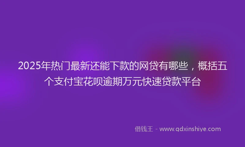 2025年热门最新还能下款的网贷有哪些，概括五个支付宝花呗逾期万元快速贷款平台