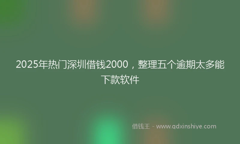 2025年热门深圳借钱2000，整理五个逾期太多能下款软件