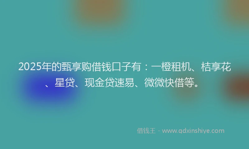 2025年的甄享购借钱口子有：一橙租机、桔享花、星贷、现金贷速易、微微快借等。
