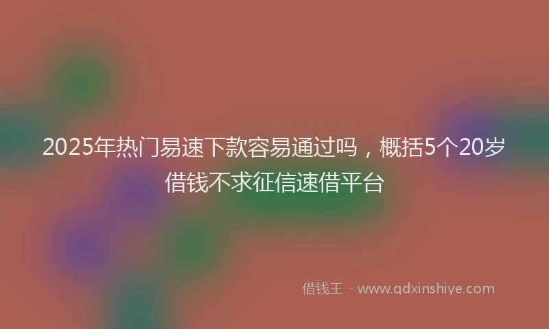2025年热门易速下款容易通过吗，概括5个20岁借钱不求征信速借平台