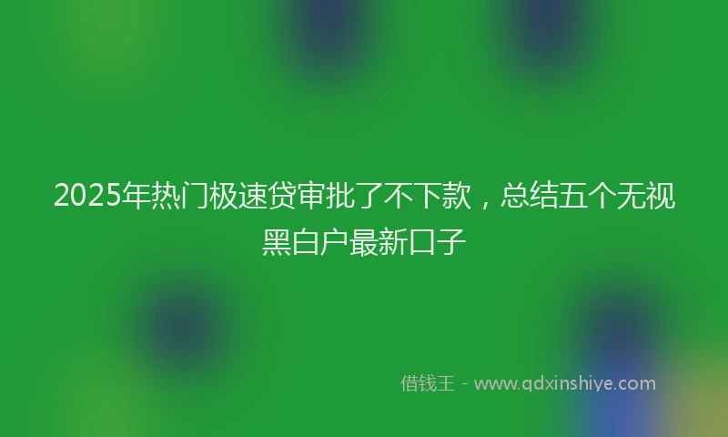2025年热门极速贷审批了不下款，总结五个无视黑白户最新口子
