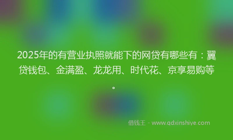 2025年的有营业执照就能下的网贷有哪些有：翼贷钱包、金满盈、龙龙用、时代花、京享易购等。