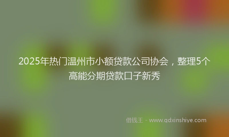2025年热门温州市小额贷款公司协会，整理5个高能分期贷款口子新秀