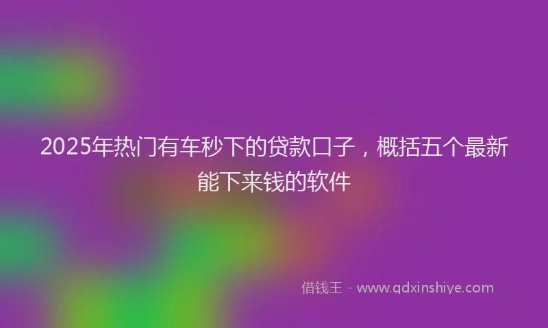 2025年热门有车秒下的贷款口子，概括五个最新能下来钱的软件