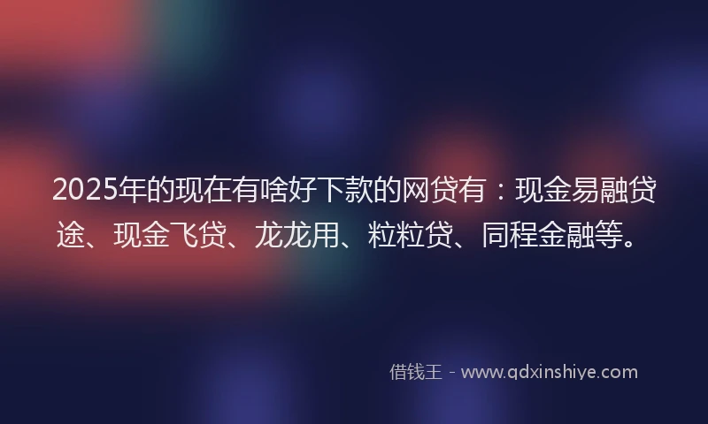 2025年的现在有啥好下款的网贷有：现金易融贷途、现金飞贷、龙龙用、粒粒贷、同程金融等。