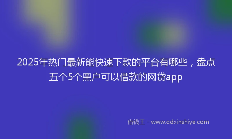 2025年热门最新能快速下款的平台有哪些，盘点五个5个黑户可以借款的网贷app
