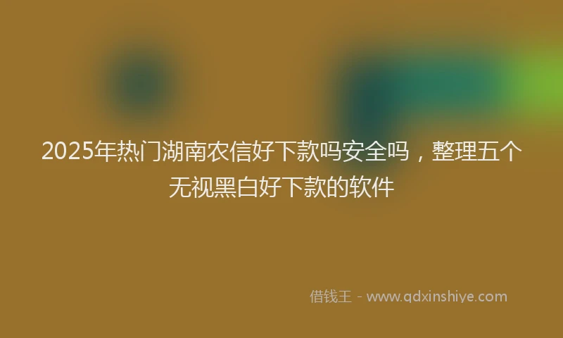 2025年热门湖南农信好下款吗安全吗，整理五个无视黑白好下款的软件