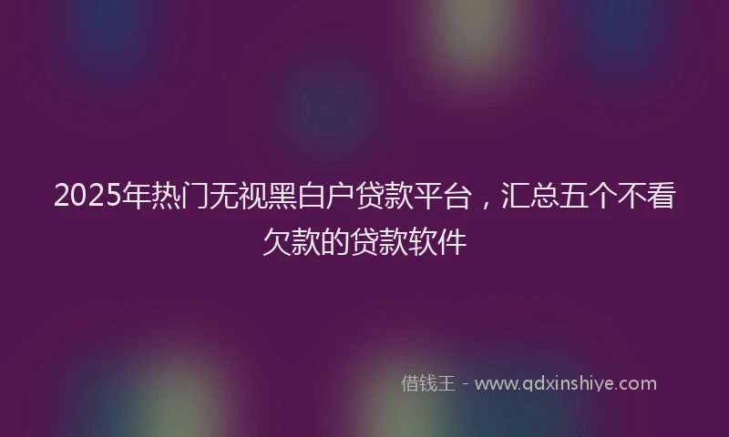 2025年热门无视黑白户贷款平台，汇总五个不看欠款的贷款软件