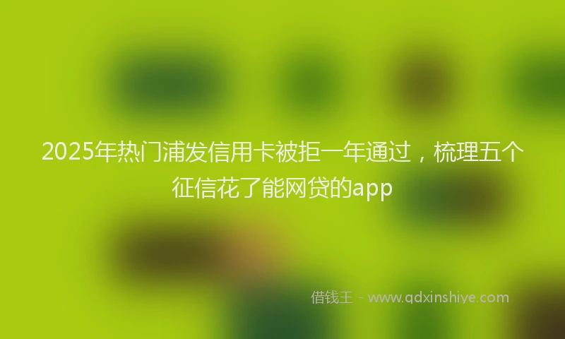 2025年热门浦发信用卡被拒一年通过，梳理五个征信花了能网贷的app