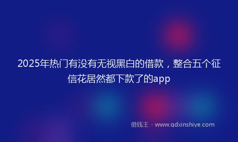 2025年热门有没有无视黑白的借款，整合五个征信花居然都下款了的app