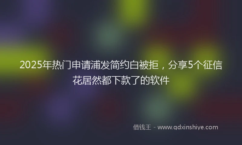 2025年热门申请浦发简约白被拒，分享5个征信花居然都下款了的软件
