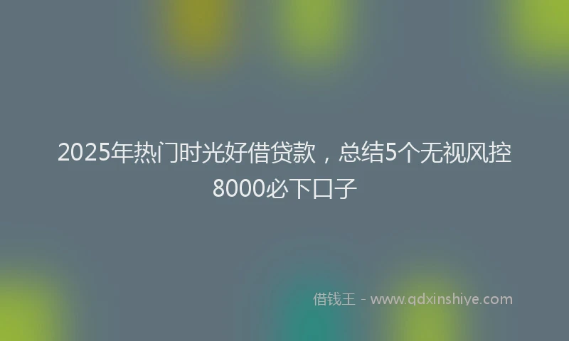 2025年热门时光好借贷款，总结5个无视风控8000必下口子