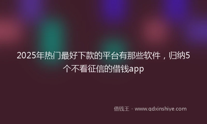 2025年热门最好下款的平台有那些软件，归纳5个不看征信的借钱app