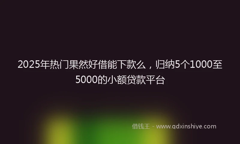 2025年热门果然好借能下款么，归纳5个1000至5000的小额贷款平台