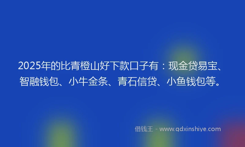 2025年的比青橙山好下款口子有：现金贷易宝、智融钱包、小牛金条、青石信贷、小鱼钱包等。