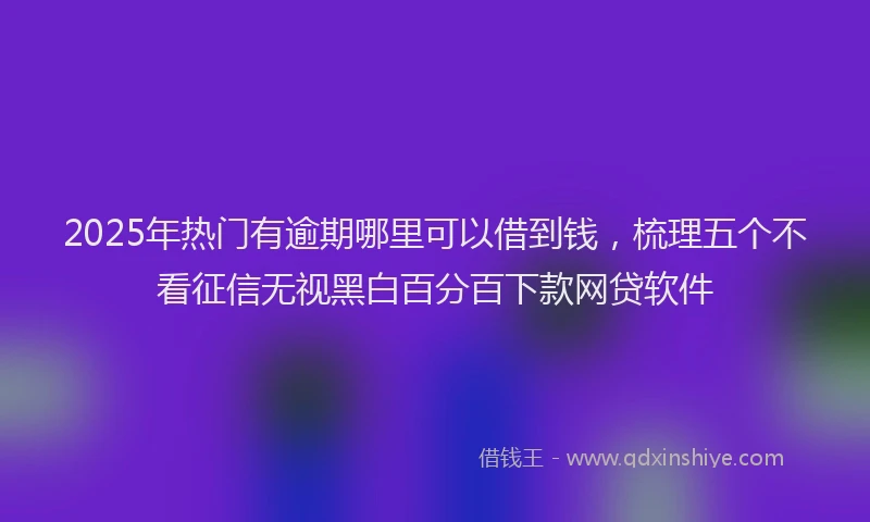 2025年热门有逾期哪里可以借到钱，梳理五个不看征信无视黑白百分百下款网贷软件