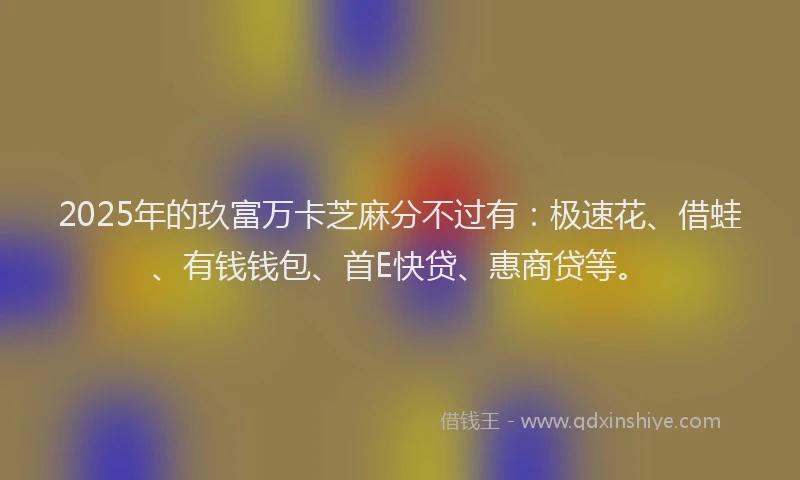 2025年的玖富万卡芝麻分不过有：极速花、借蛙、有钱钱包、首E快贷、惠商贷等。