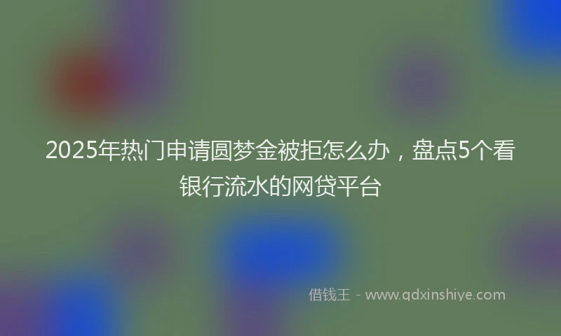 2025年热门申请圆梦金被拒怎么办，盘点5个看银行流水的网贷平台