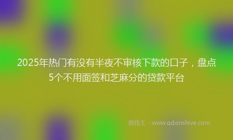 2025年热门有没有半夜不审核下款的口子，盘点5个不用面签和芝麻分的贷款平台