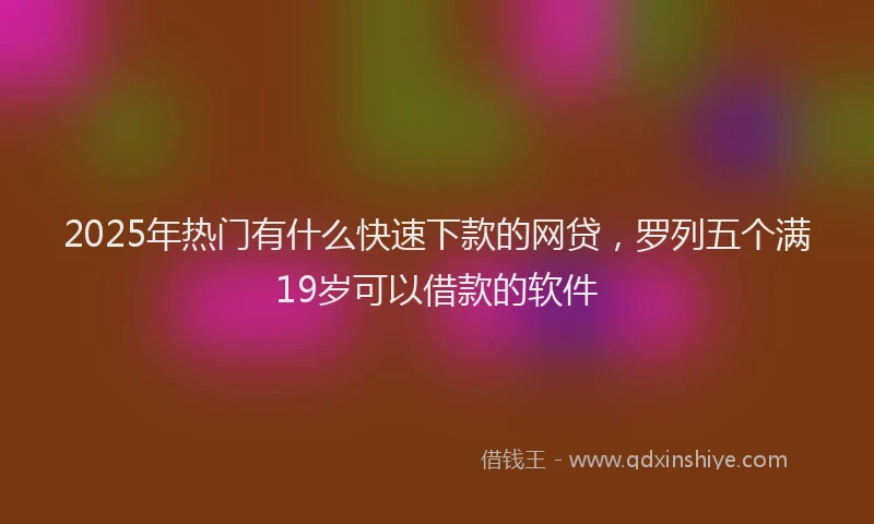 2025年热门有什么快速下款的网贷，罗列五个满19岁可以借款的软件