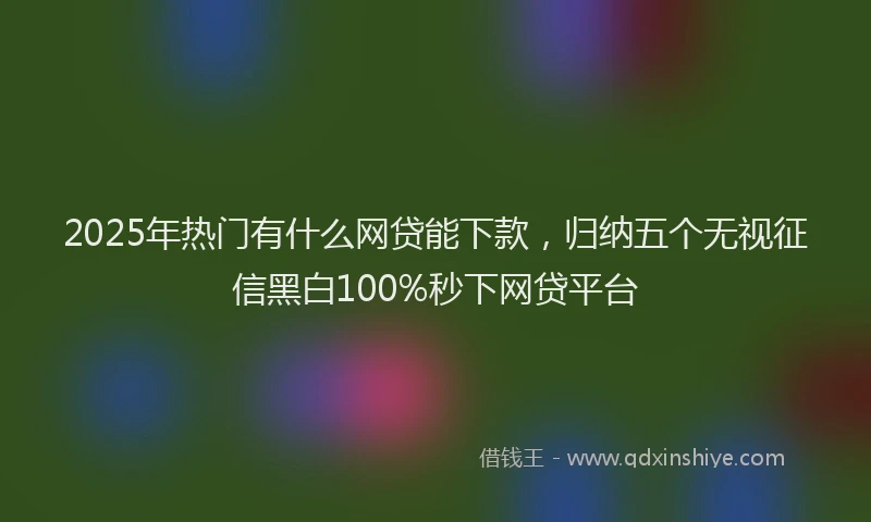 2025年热门有什么网贷能下款，归纳五个无视征信黑白100%秒下网贷平台