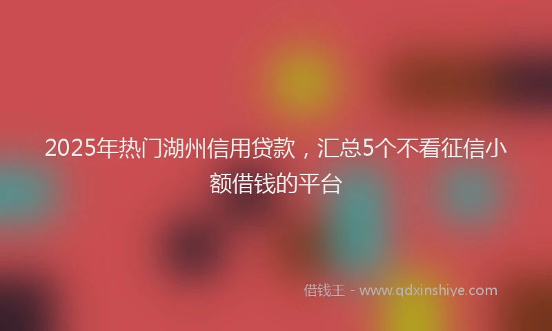 2025年热门湖州信用贷款，汇总5个不看征信小额借钱的平台