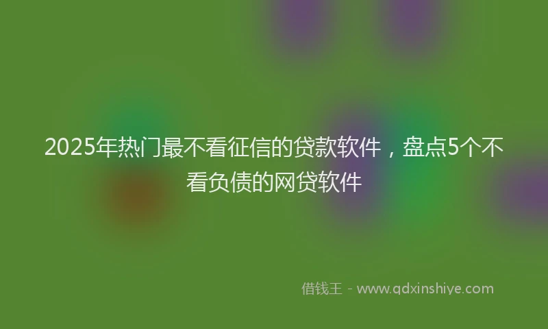2025年热门最不看征信的贷款软件，盘点5个不看负债的网贷软件