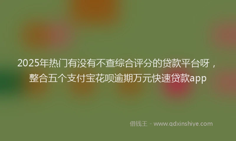 2025年热门有没有不查综合评分的贷款平台呀，整合五个支付宝花呗逾期万元快速贷款app