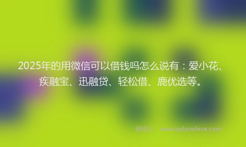 2025年的用微信可以借钱吗怎么说有：爱小花、疾融宝、迅融贷、轻松借、鹿优选等。